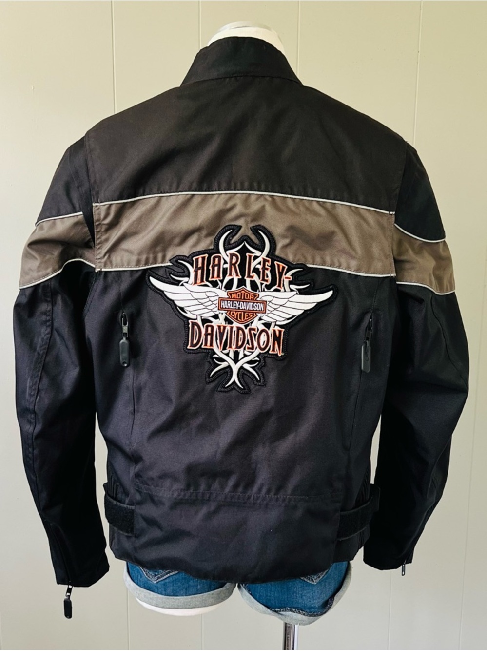Harley-Davidson Women’s Jacket Large Black Moto Biker Embroidered Logo